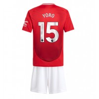 Manchester United Leny Yoro #15 Heimtrikotsatz Kinder 2024-25 Kurzarm (+ Kurze Hosen)